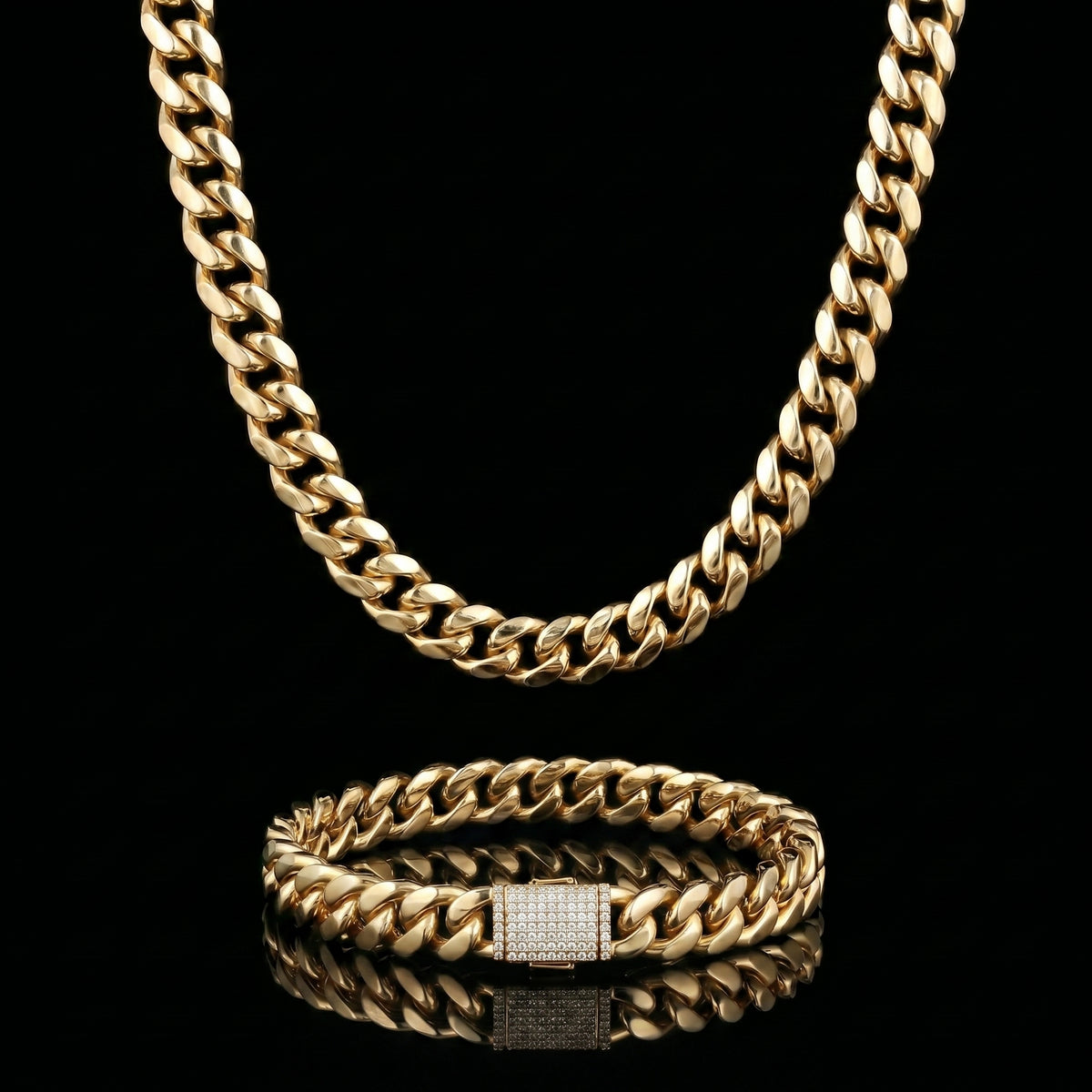 10 mm Clasp Cuban Set mit Zirkonia-Verschluss