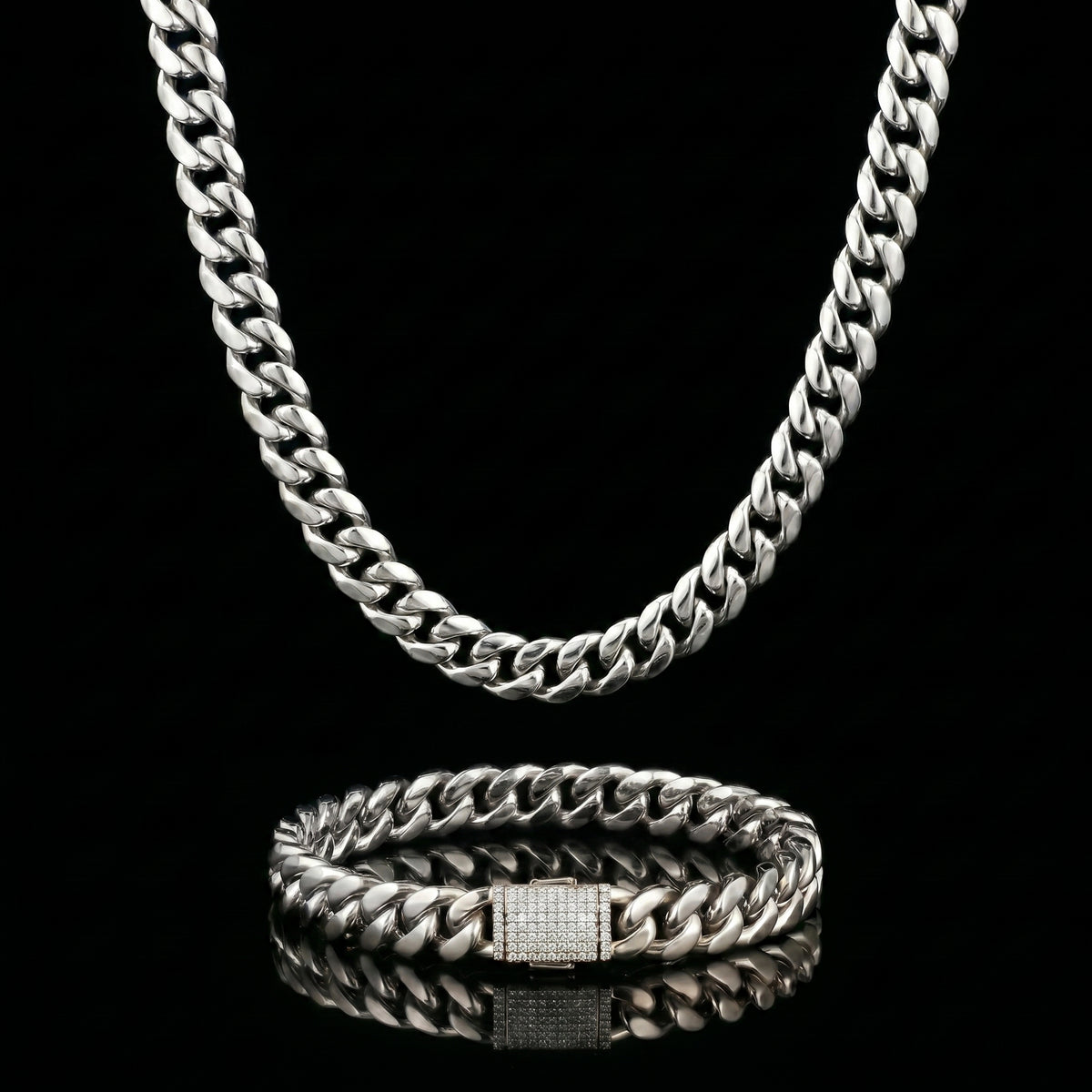10 mm Clasp Cuban Set mit Zirkonia-Verschluss
