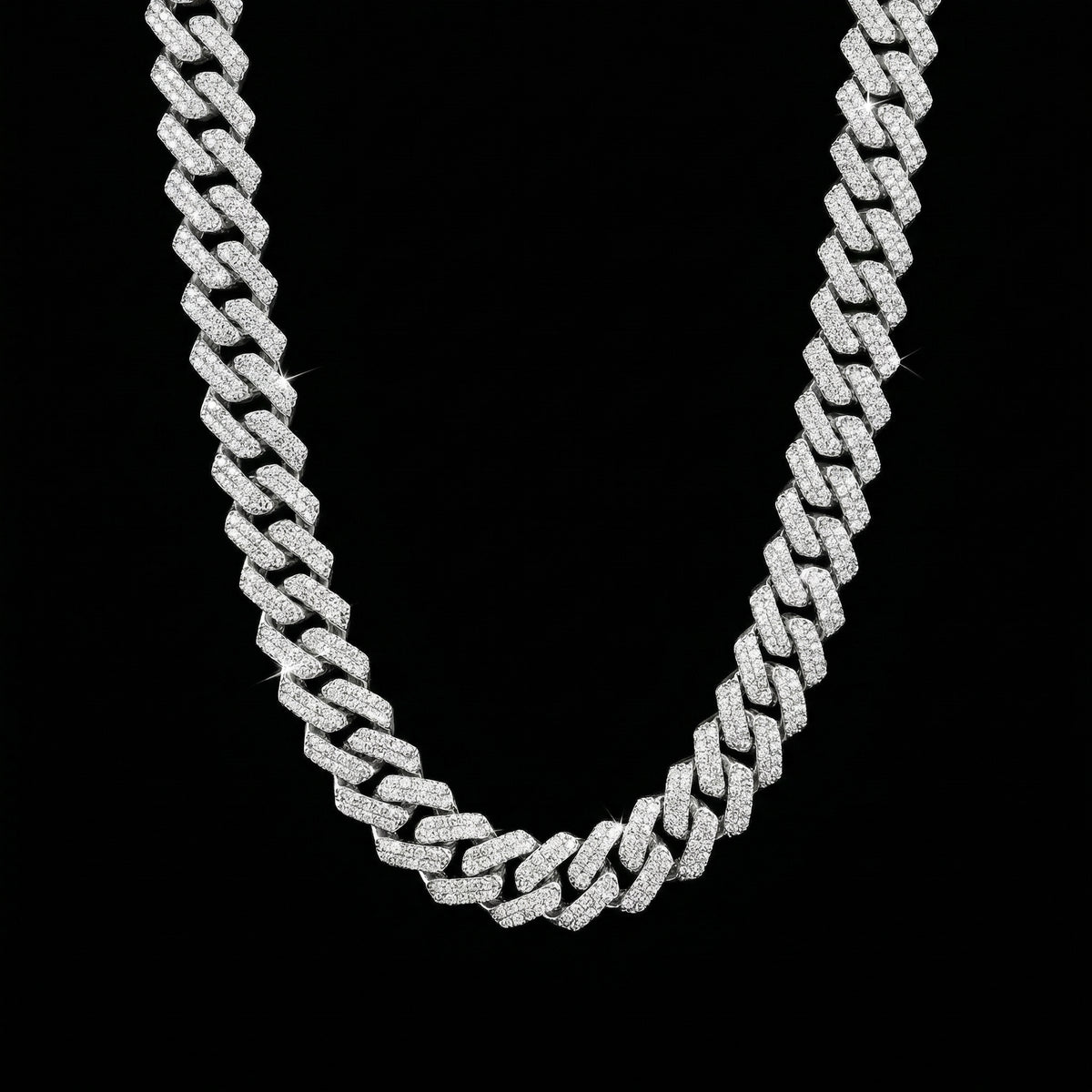14 mm Moissanite Prong Cuban Kette