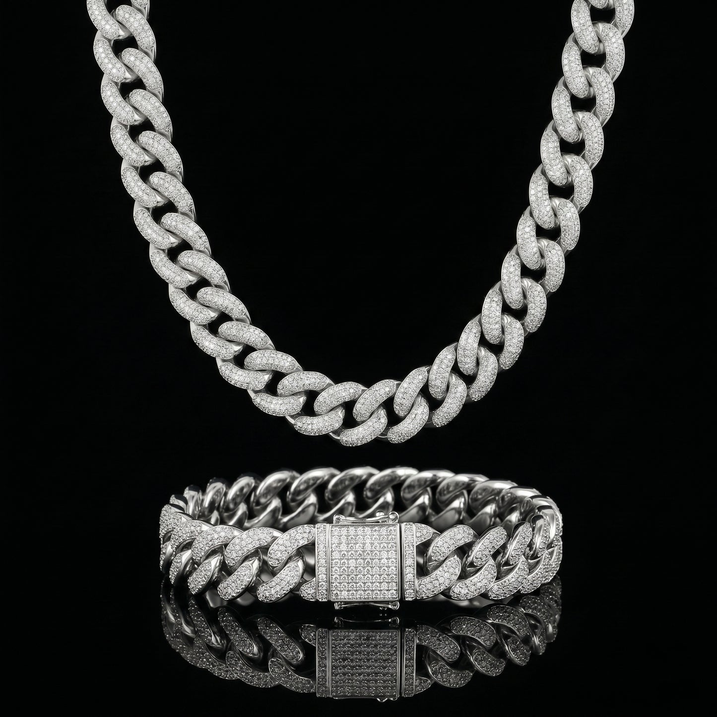Moissanite Iced Cuban Set 20 mm