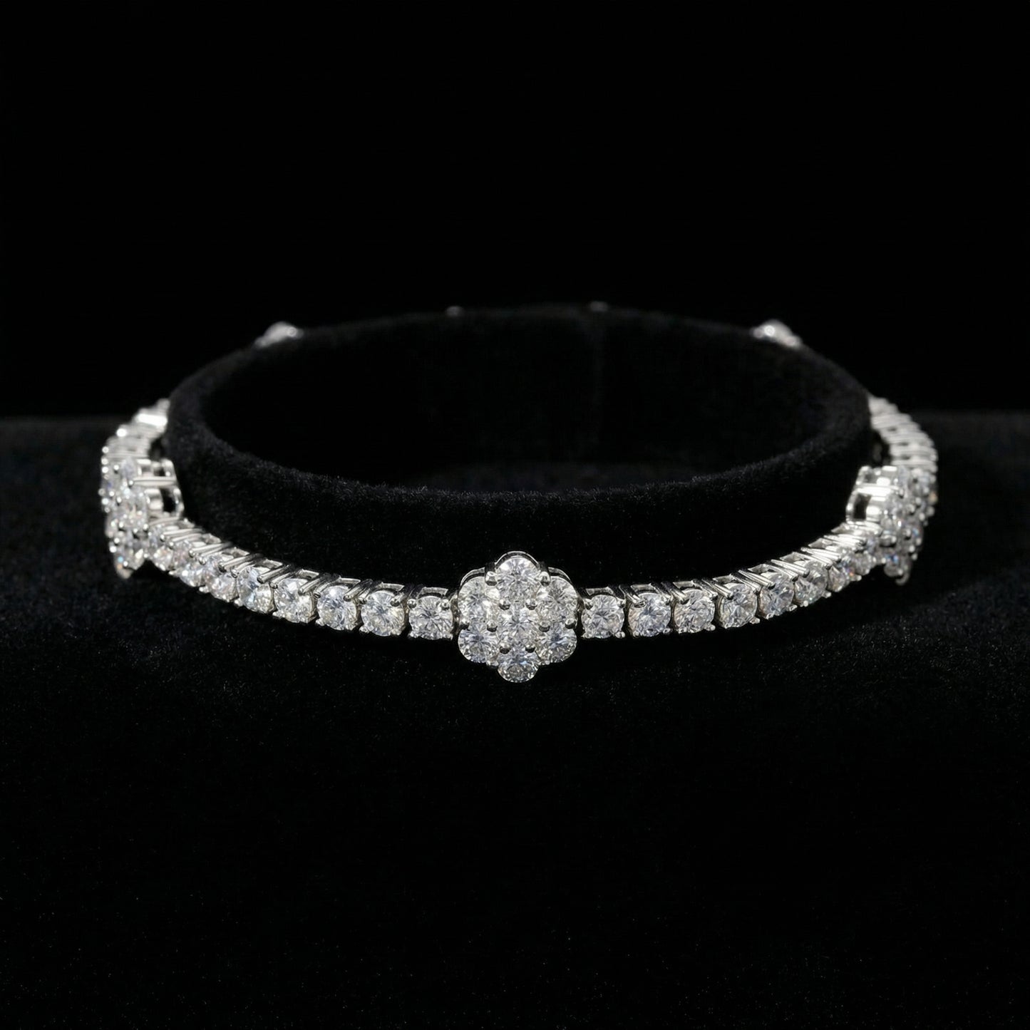 Moissanite Iced Flower Tennis Armband