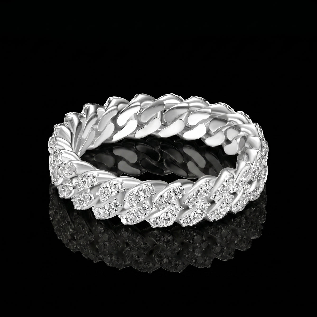 Moissanite Cuban Ring Silber 9mm