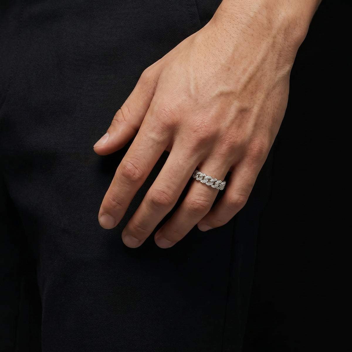 Moissanite Cuban Ring Silber 9mm
