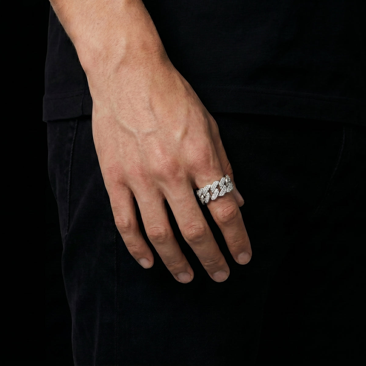 Moissanite Cuban Ring Silber 9mm