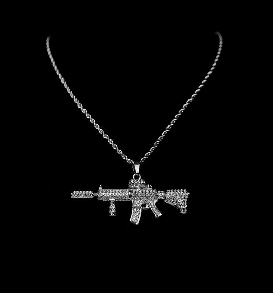 Rifle Anhänger Iced Out Gold/Silber