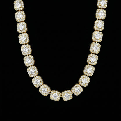 10 mm Moissanite Clustered Tennis Kette