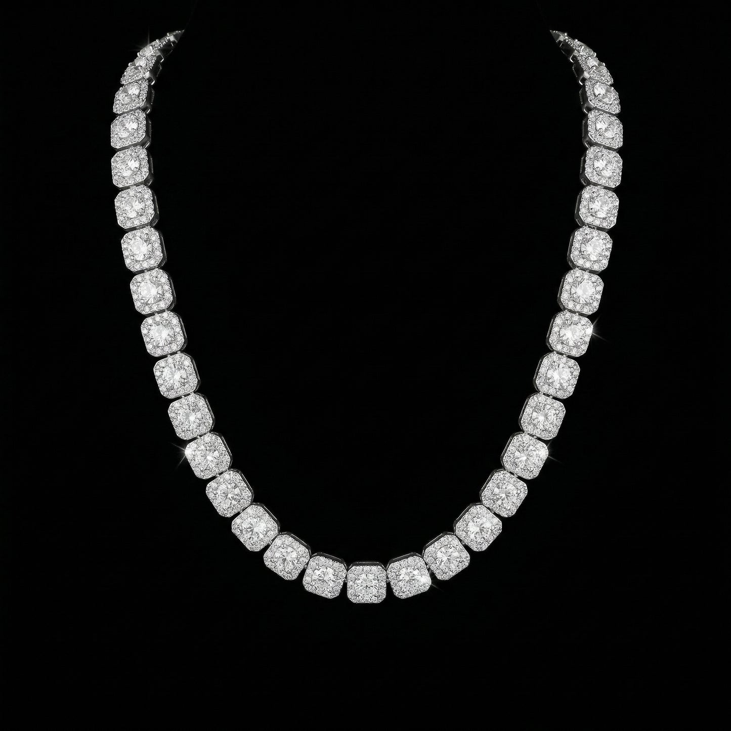 10 mm Moissanite Clustered Tennis Kette