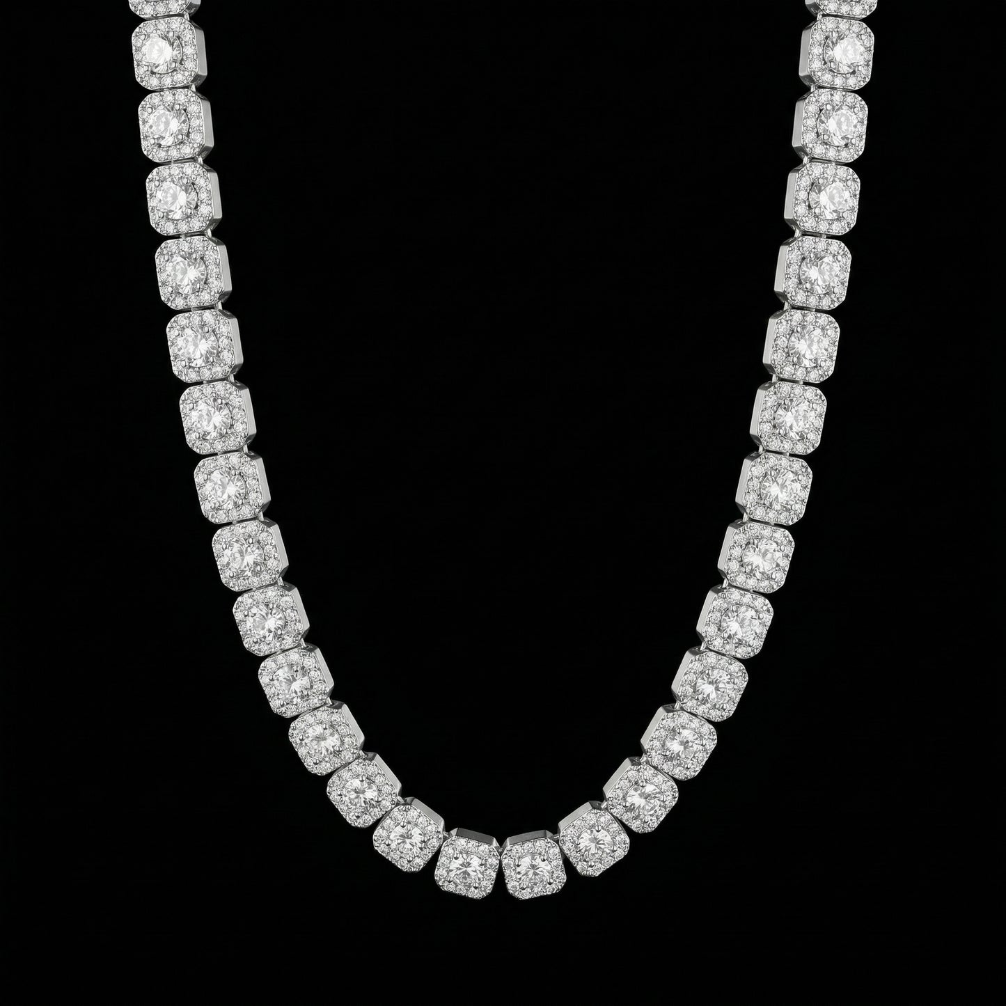 10 mm Moissanite Clustered Tennis Kette