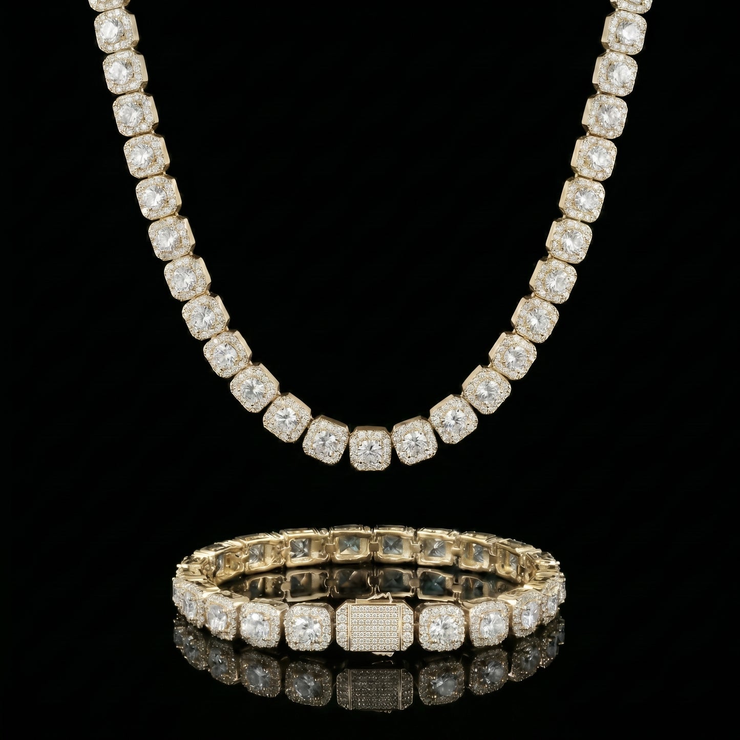 10mm Clustered Tennis Set Moissanite