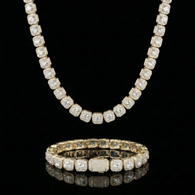 10mm Clustered Tennis Set Gold Zirkonia