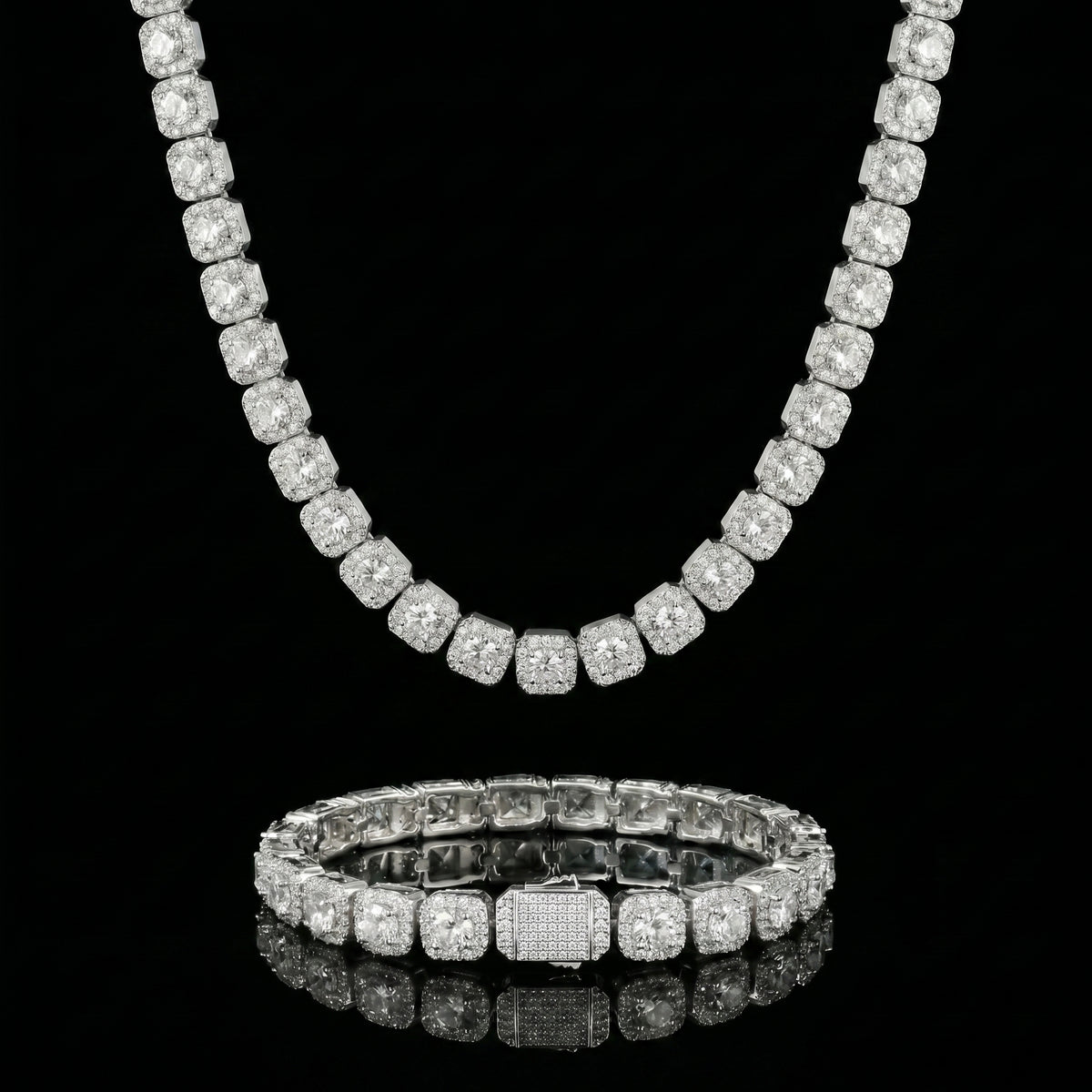 10mm Clustered Tennis Set Gold Zirkonia