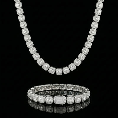 10mm Clustered Tennis Set Gold Zirkonia