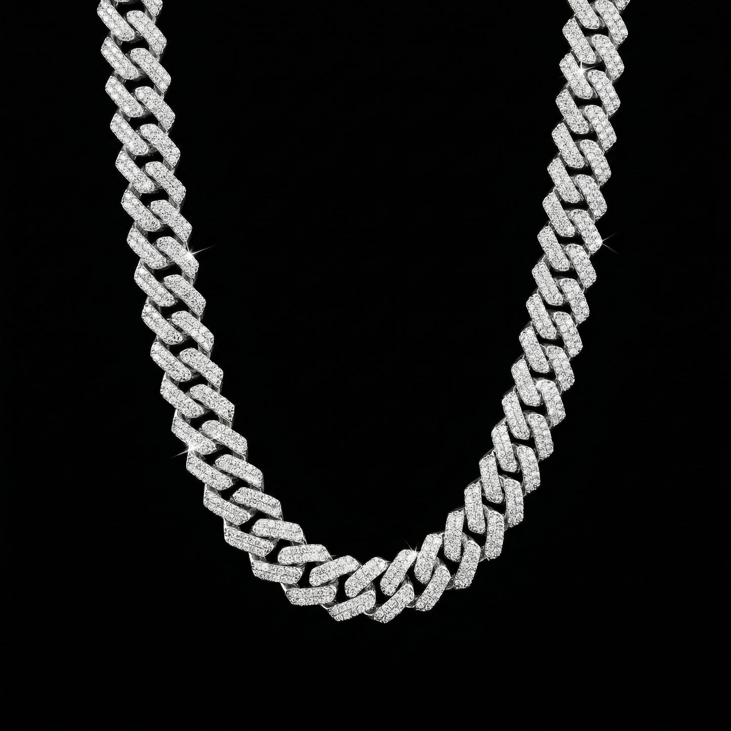 14 mm Moissanite Prong Cuban Kette