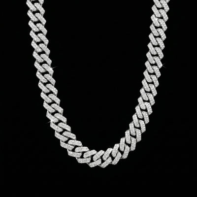 14 mm Moissanite Prong Cuban Kette