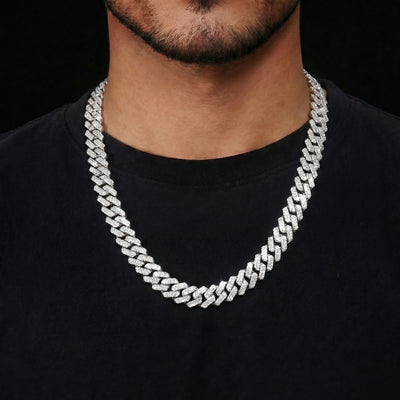 14 mm Moissanite Prong Cuban Kette