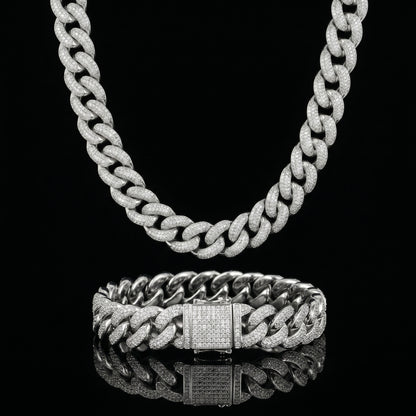 Moissanite Iced Cuban Set 20 mm