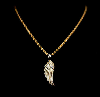 Angel Wing Anhänger Gold Iced Out