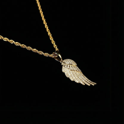 Angel Wing Anhänger Gold Iced Out
