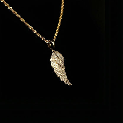 Angel Wing Anhänger Gold Iced Out