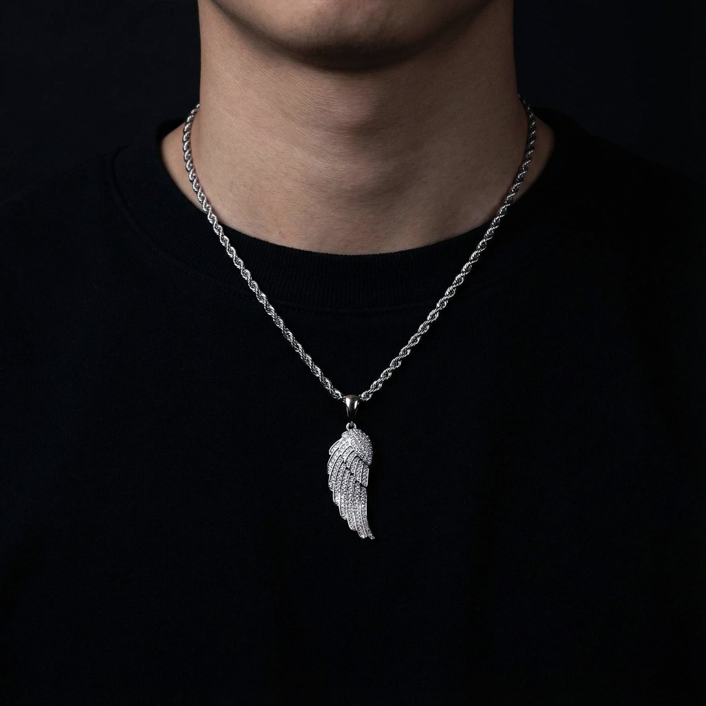 Angel Wing Anhänger Gold Iced Out