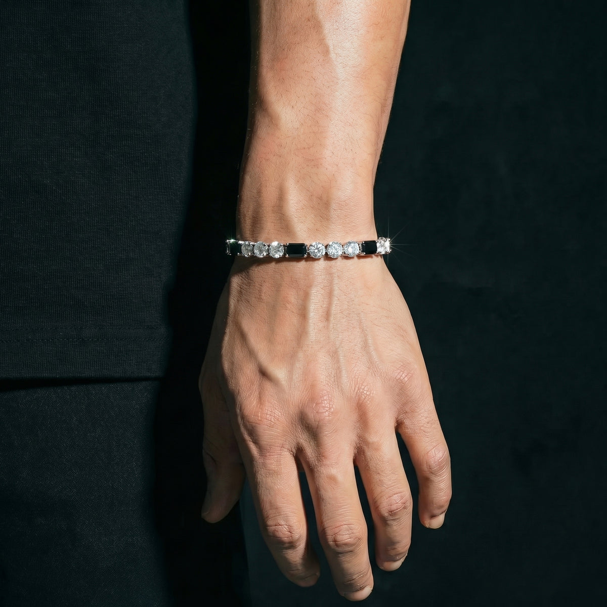 4 mm Black Baguette Tennis Armband