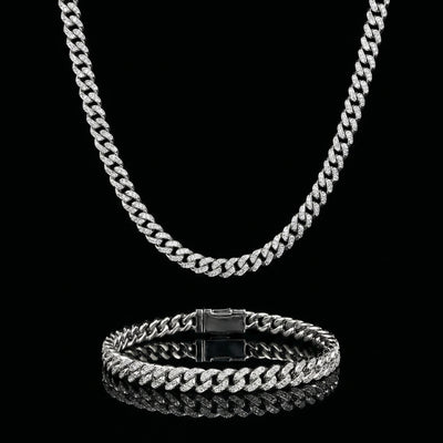 Moissanite Round Cut Cuban Link Kette & Armband Set – 6 mm