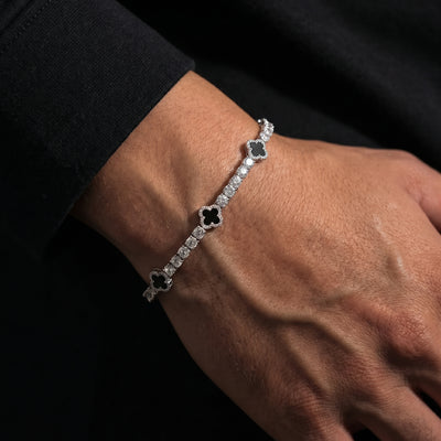 7 mm Round Black Clover Moissanite Armband