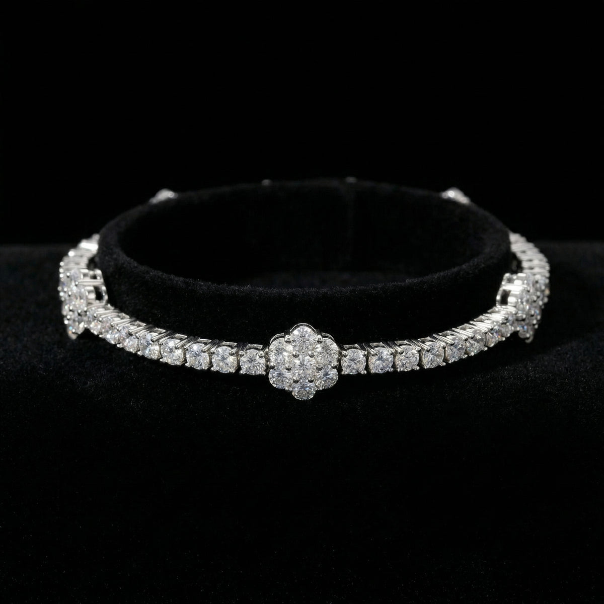Moissanite Iced Flower Tennis Armband