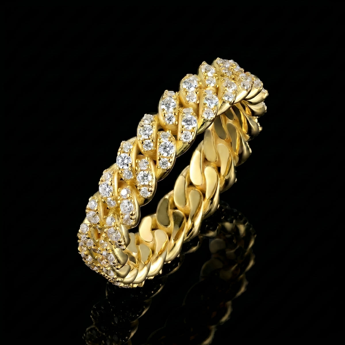Moissanite Cuban Ring Silber 9mm