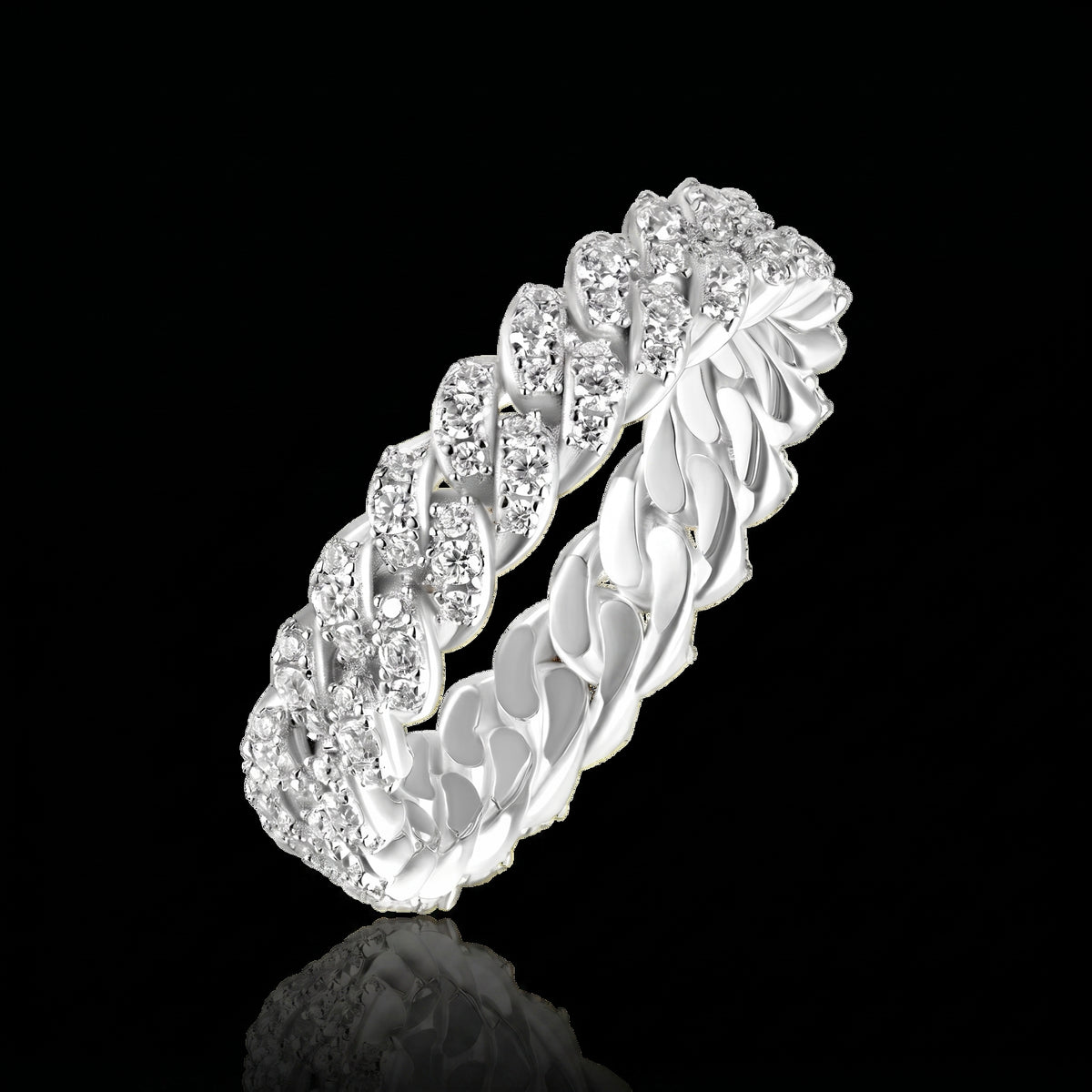 Moissanite Cuban Ring Silber 9mm