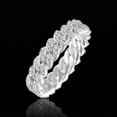 Moissanite Cuban Ring Silber 9mm