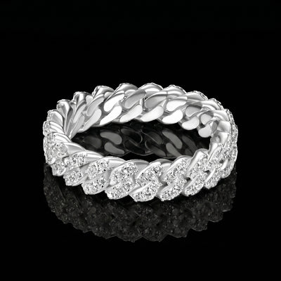Moissanite Cuban Ring Silber 9mm