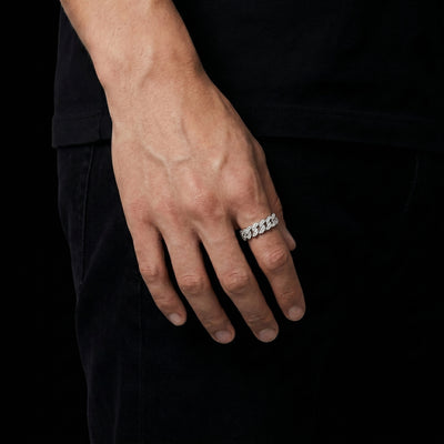 Moissanite Cuban Ring Silber 9mm