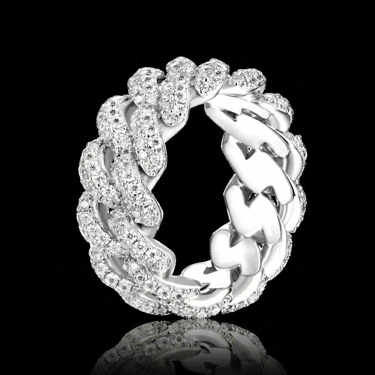 Moissanite Cuban Ring Silber 9mm