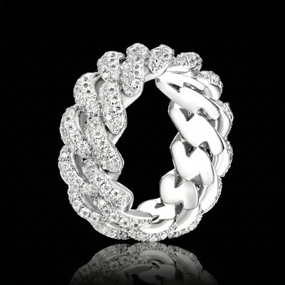 Moissanite Cuban Ring Silber 9mm