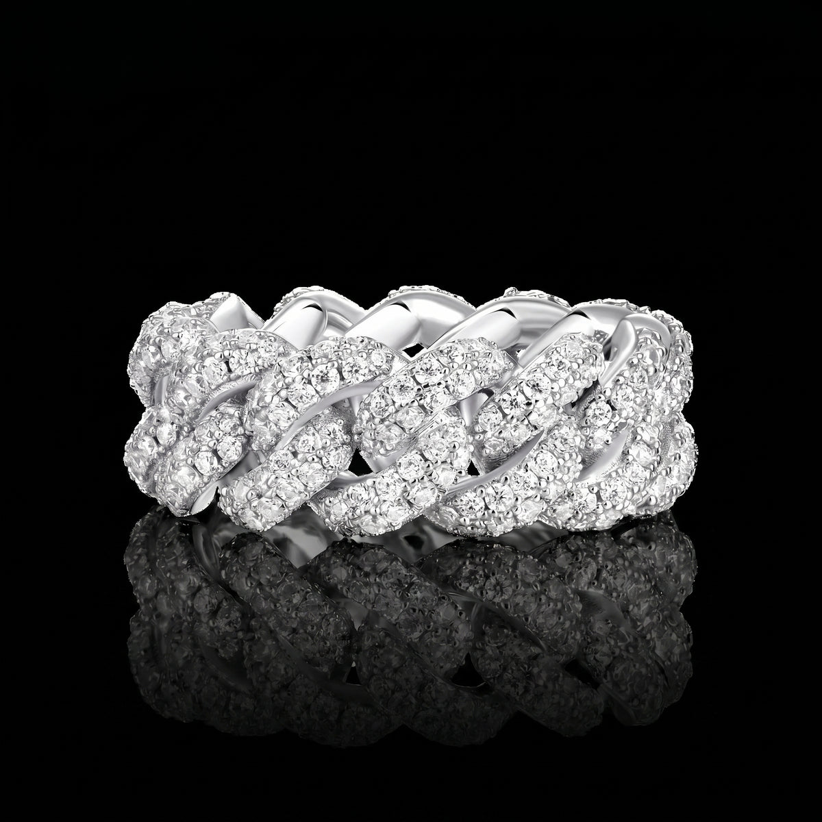 Moissanite Cuban Ring Silber 9mm