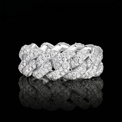 Moissanite Cuban Ring Silber 9mm