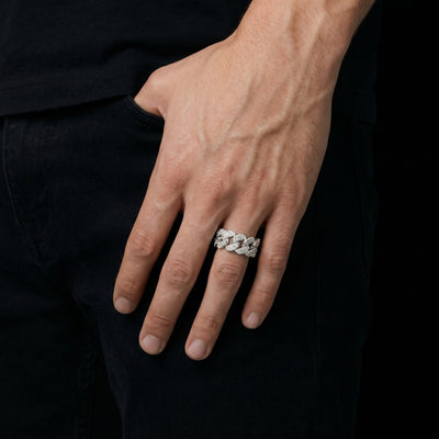 Moissanite Cuban Ring Silber 9mm
