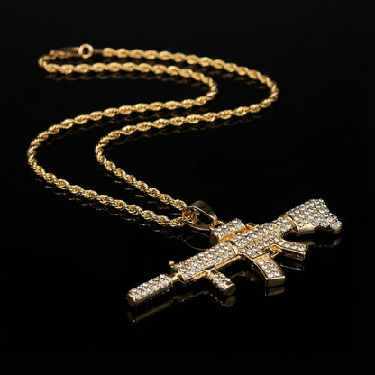 Rifle Anhänger Iced Out Gold/Silber