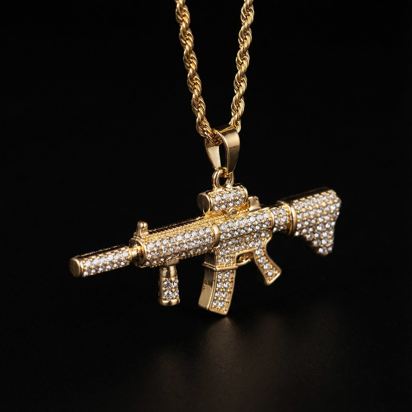 Rifle Anhänger Iced Out Gold/Silber