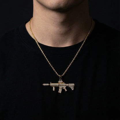 Rifle Anhänger Iced Out Gold/Silber