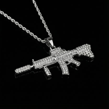 Rifle Anhänger Iced Out Gold/Silber