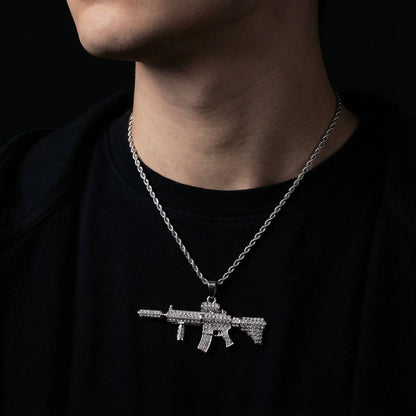 Rifle Anhänger Iced Out Gold/Silber